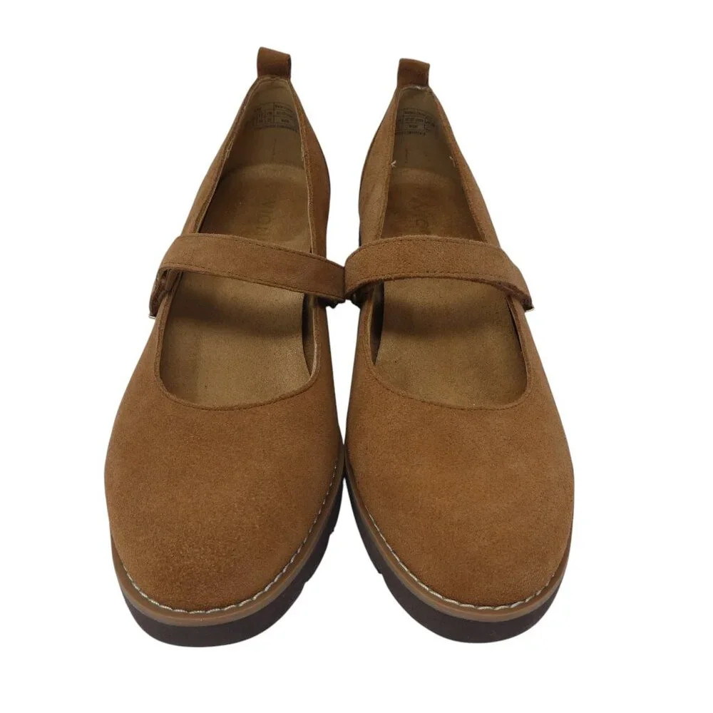 Vionic Alma Brown Suede Wedge Heel Mary Jane Shoes Womens 8.5 Wide